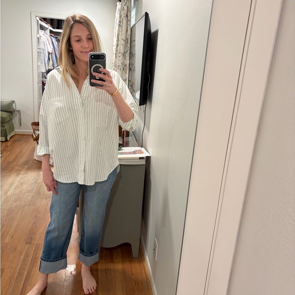 Frank & Eileen White Striped Button Down Shirt